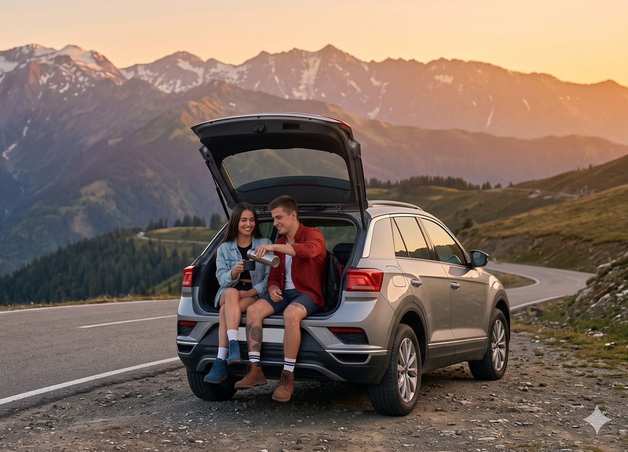 Casal realizando o sonho do carro novo